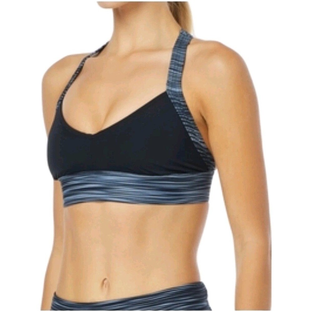TYR Avarda Island Sports Top Bra BVAR7A Racerback Black Grey Women's Size M (8)